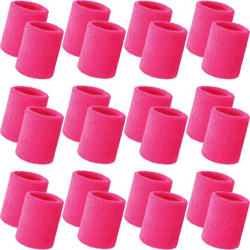 Bememo 24 Pcs Wrist Sweatbands Bulk Sports Wrist Bands for Men Women Breathable Athletic Tennis Wristbands Stretchy Absorbent Cotton Terry for Basketball, Baseball, Gym, Working Out in Saudi Arabia