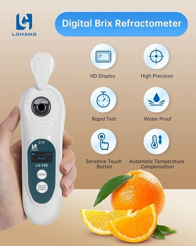 3-in-1 Digital Brix Refractometer with ATC/Refractive Index(RI), 0-95% Sugar Content, Fast Touchscreen Test for Honey/Fruit Juice/Coffee, Accurate Measurement with Precision Light-Blocking Cover in Saudi Arabia