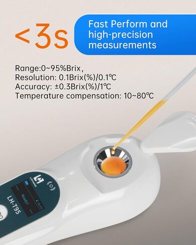 3-in-1 Digital Brix Refractometer with ATC/Refractive Index(RI), 0-95% Sugar Content, Fast Touchscreen Test for Honey/Fruit Juice/Coffee, Accurate Measurement with Precision Light-Blocking Cover in Saudi Arabia