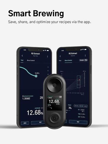 R2 Extract Coffee TDS Refractometer, 0-30% Range, ±0.02% Precision, Portable, Waterproof, Rechargeable, Ideal for Pour Over, Espresso, and Coffee Enthusiasts in Saudi Arabia