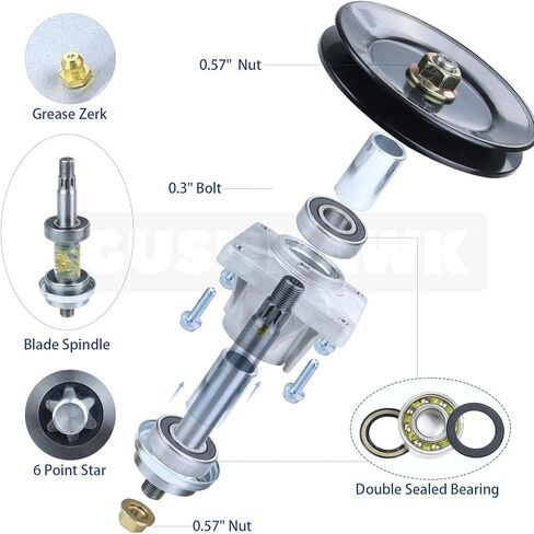 3 Pack Pre-Greased 918-0660 Spindle Assembly Replaces Cub Cadet 918-0660, 618-0660, 918-0625B, 618-0625, 918-04137, 918-04137A for Cub Cadet i1046, LT1045, LT1046, White Outdoor LT2200 Mowers in Kuwait