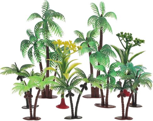 10pcs مصغرة جوز الهند شجرة النخيل نموذج نبات الأخضر الاصطناعي الديكور DIY قطار القطار بناء السكك الحديدية ديوراما رمل الكعكة in Kuwait