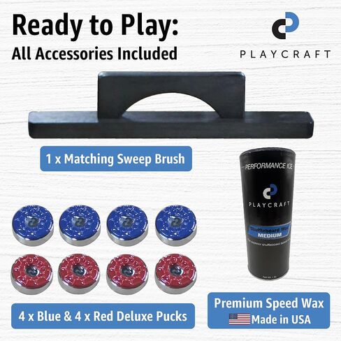 Playcraft Saybrook Shuffleboard Table with DIY Assembly - Fully Knock-Down Shuffle Board Game Table with Abacus, 8 Pucks & Premium Wax - Pro Style Climate Adjusters - Midnight Charcoal Gray in Kuwait