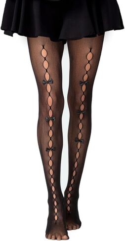 جوارب شباك شباك شبكية للسيدات دوريلين مع أقواس لوليتا جوارب شبكة السمكة الثمانينات 90s طماق القوطي in Kuwait