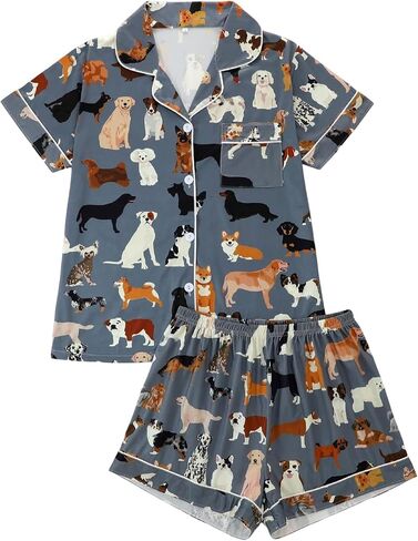 Soly Hux Pajamas Pajamas مجموعة لطيف المطبوعة قميص الأكمام القصير مع سروال سراويل Sleepwear PJS in Kuwait