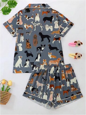 Soly Hux Pajamas Pajamas مجموعة لطيف المطبوعة قميص الأكمام القصير مع سروال سراويل Sleepwear PJS in Kuwait