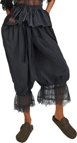 Women Lace Long Bloomers Pants Elastic Waist Y2k Ruffle Pettipants Slip Cute Pantaloons Pumpkin Pants in Kuwait