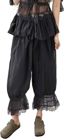 Women Lace Long Bloomers Pants Elastic Waist Y2k Ruffle Pettipants Slip Cute Pantaloons Pumpkin Pants in Kuwait