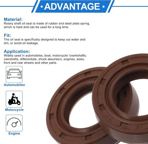 Universal Oil Seal TC Double Lip W Steel Spring Seal Ring Rotary Shaft Seal 18x30x7mm High Pressure FKM Rubber Brown 2 Pcs in Kuwait