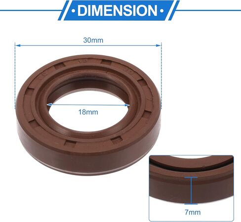 Universal Oil Seal TC Double Lip W Steel Spring Seal Ring Rotary Shaft Seal 18x30x7mm High Pressure FKM Rubber Brown 2 Pcs in Kuwait