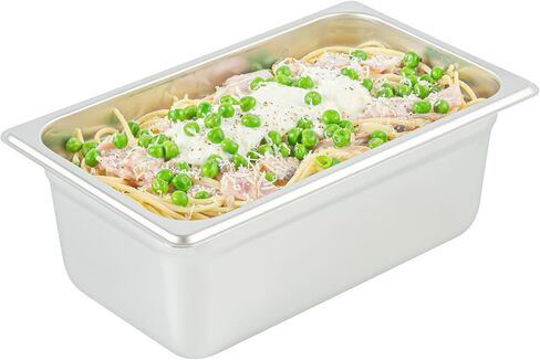 Restaurantware Hotel Pan 1 Count 1/4 Size Anti-Jam 4" Deep Freezable 24 Gauge Stainless Steel Steam Pan Lid Sold Separately, for Use in Commercial Kitchens, Cafeterias, and Catering Event in Saudi Arabia