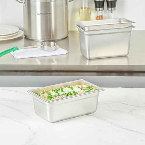 Restaurantware Hotel Pan 1 Count 1/4 Size Anti-Jam 4" Deep Freezable 24 Gauge Stainless Steel Steam Pan Lid Sold Separately, for Use in Commercial Kitchens, Cafeterias, and Catering Event in Saudi Arabia