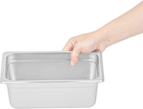 Restaurantware Hotel Pan 1 Count 1/4 Size Anti-Jam 4" Deep Freezable 24 Gauge Stainless Steel Steam Pan Lid Sold Separately, for Use in Commercial Kitchens, Cafeterias, and Catering Event in Saudi Arabia