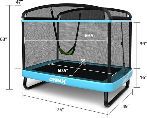 Gymax Trampoline للأطفال ، ترامبولين طفل صغير 6 أقدام مع شبكة أمان متأرجحة وعلاج ، ASTM المعتمد من الترفيه ترامبولين للداخلية/الخارجية ، عيد ميلاد للبنين والبنات الصغار in Saudi Arabia