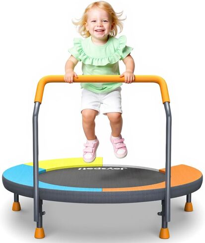 3FT Toddler Trampoline with Adjustable Handlebar - 36" Foldable, Spring-Free & Noiseless Mini Kids Trampoline for Indoor/Outdoor Active Play - Safe, Durable Design, Supports Up to 100 lbs in Kuwait