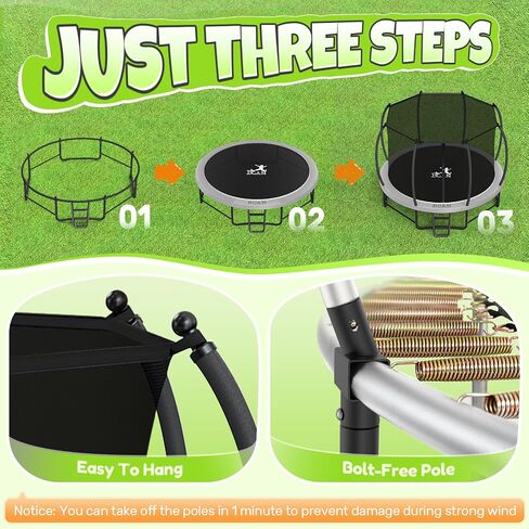 BCAN 8FT 10FT 12FT 14FT 15FT 16FT Recreational Trampoline with Enclosure for Kids Adults, ASTM Approved, Outdoor Trampolines with Ladder for Kids in Kuwait