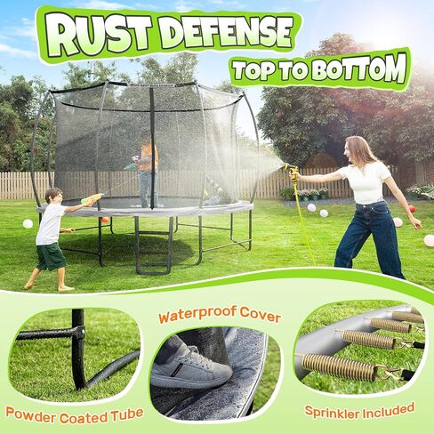 BCAN 8FT 10FT 12FT 14FT 15FT 16FT Recreational Trampoline with Enclosure for Kids Adults, ASTM Approved, Outdoor Trampolines with Ladder for Kids in Kuwait