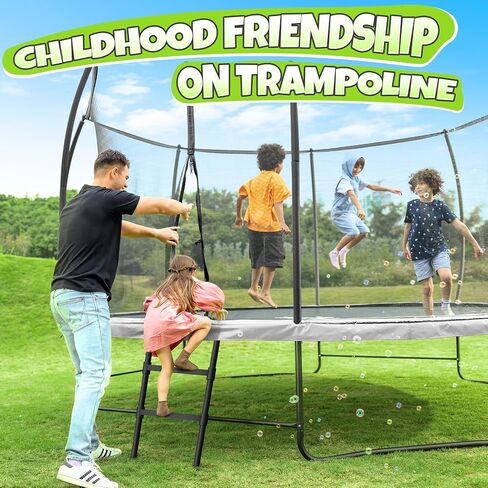 BCAN 8FT 10FT 12FT 14FT 15FT 16FT Recreational Trampoline with Enclosure for Kids Adults, ASTM Approved, Outdoor Trampolines with Ladder for Kids in Kuwait