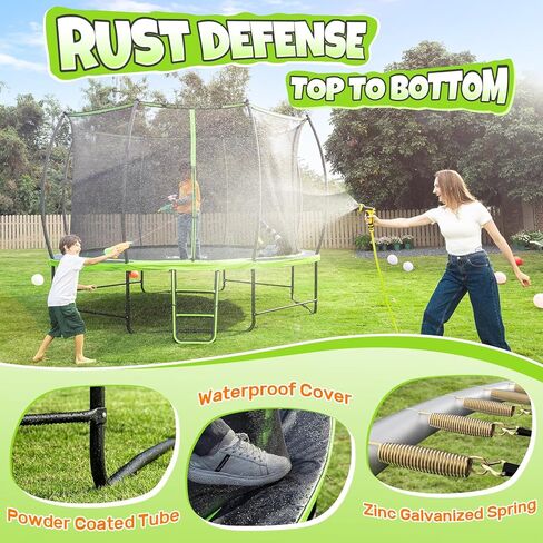 BCAN 8FT 10FT 12FT 14FT 15FT 16FT Recreational Trampoline with Enclosure for Kids Adults, ASTM Approved, Outdoor Trampolines with Ladder for Kids in Kuwait