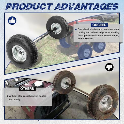 طقم عجلات التضاريس الأسود ، مناسبة لـ Predator 9000 8750 و 6500 واط ، إطارات صلبة in Kuwait