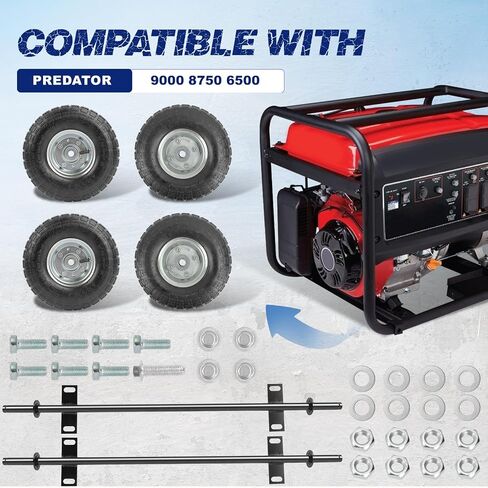 طقم عجلات التضاريس الأسود ، مناسبة لـ Predator 9000 8750 و 6500 واط ، إطارات صلبة in Kuwait