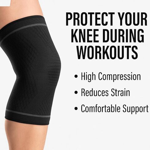Compression Knee Sleeve, High Support for Training and Recovery, Breathable Design (2, Medium Medical Knee Support with Patella Pad & Side Stabilizers, Compression Knee Sleeve for Meniscus Tear, ACL, Joint Pain, Runner, Workout - FSA/HSA Eligible in Saudi Arabia