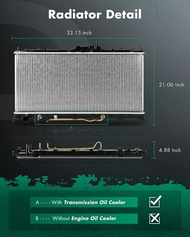 SCITOO Engine Cooling Radiator Assembly Compatible with Chrysler for Sebring & for Dodge for Stratus 2001-2005 2.7L 3.0L, for Mitsubishi for Eclipse 2000-2004 2.4L 3.0L Replaces# 2405 in Saudi Arabia