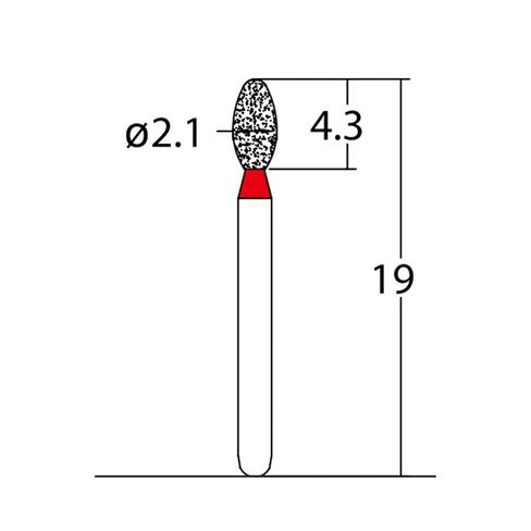 277.21F1, Egg, 2.1 mm Dia, Fine Grit Diamond Bur, 5 per Pack in Kuwait