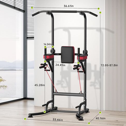 Dskeuzeew Pull Up Bar Free Standing for Garage Multi-Function Home Gym Strength, Pull Up Dip Station Assistive Trainer Height Adjustable with Elastic Ropes, Power Tower Training Heavy-Duty Fitness Equipment in Saudi Arabia