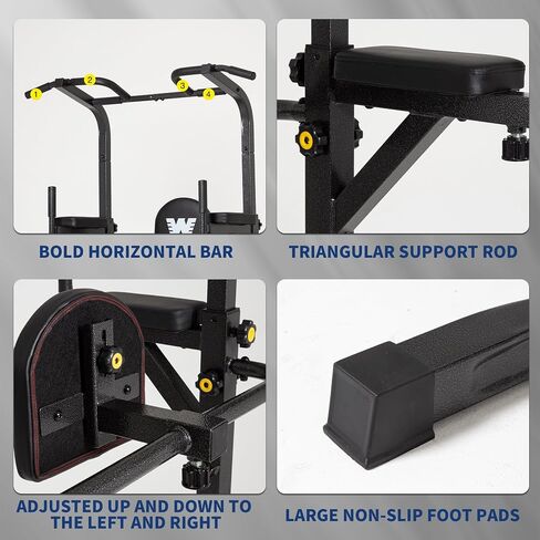 BARWING Pull Up Bar Station, Power Tower, Dip Station with 3D Backrest, Multi-Function Strength Training Stand Rack, Adjustable Height Dip Bar for Home Gym Workout Stand Fitness Exercise Equipment in Kuwait