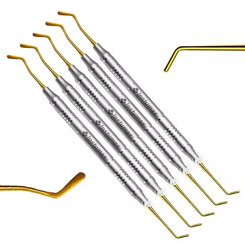 INSTUMAX Set Of 5 Dental Composite Filling Instruments Spatula & Plugger Golden Titanium Coated Tip - Handmade Tools for Professionals in Saudi Arabia