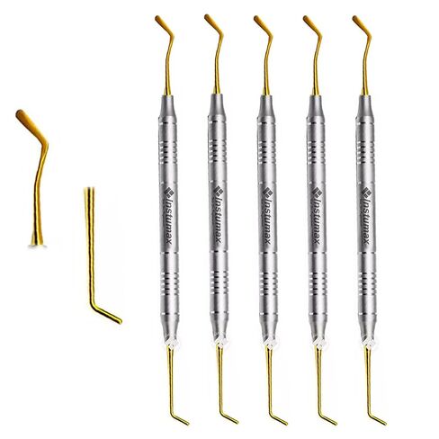 INSTUMAX Set Of 5 Dental Composite Filling Instruments Spatula & Plugger Golden Titanium Coated Tip - Handmade Tools for Professionals in Saudi Arabia