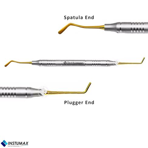 INSTUMAX Set Of 5 Dental Composite Filling Instruments Spatula & Plugger Golden Titanium Coated Tip - Handmade Tools for Professionals in Saudi Arabia