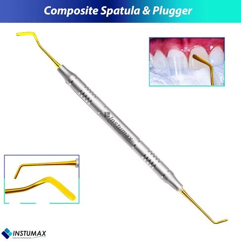 INSTUMAX Set Of 5 Dental Composite Filling Instruments Spatula & Plugger Golden Titanium Coated Tip - Handmade Tools for Professionals in Saudi Arabia