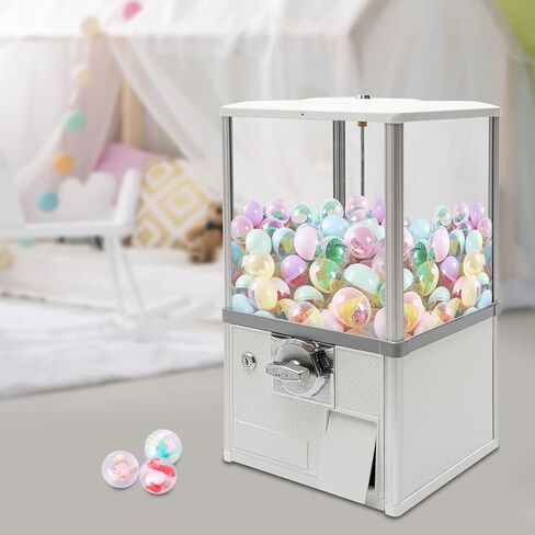 آلات بيع 25 سنتًا ، تعمل شركة Gumball Machine Machine Machine Machine التجارية التي تعمل بالعملة المعدنية لمحلات البيع بالتجزئة المتاجر ومتاجر التجزئة (White) in Kuwait