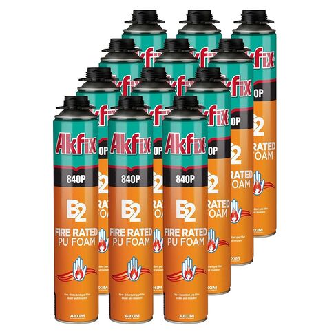 Akfix 840p Fire Block Spray Foam (2x25.3 Oz.) - لون برتقالي متخلف من إطفاء البولي يوريثان التوسع في الإغلاق على النافذة والباب ، ويمكن للطلاء | استخدام الأسلحة ، بندقية ونظافة غير مدرجة | 25.3 أوقية. 2 عبوة in Kuwait
