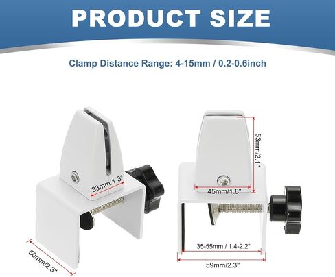 PATIKIL 1.8x1.3x2.1" Desk Divider Support Clamp, 4 Pcs Aluminum Desk Shield Clamp Desk Divider Partition Clamp Sneeze Guard Clamp Bracket for Office Home Desk Panel, Black in Saudi Arabia