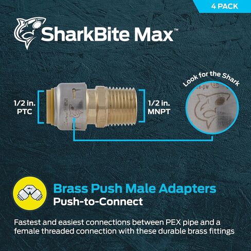 SharkBite Max 1 Inch x 1 Inch MNPT Adapter, Push-to-Connect Brass Plumbing Fitting, UR140A in Saudi Arabia