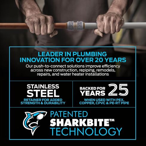 اقتران Sharkbite Max 1 بوصة ، ودفع لتوصيل تركيبات السباكة النحاسية ، والأنابيب PEX ، والنحاس ، و CPVC ، و PE-RT ، HDPE ، ur020a in Saudi Arabia