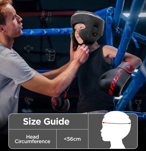 RDX Kids Boxing Headgear, MMA Training, Adjustable Padded Kara Muay Thai Juniors Head Gear, Kickboxing, Sparring, Martial Arts, Karate, Taekwondo Youth Girls Boys Helmet, Home Gym Workouts in Kuwait