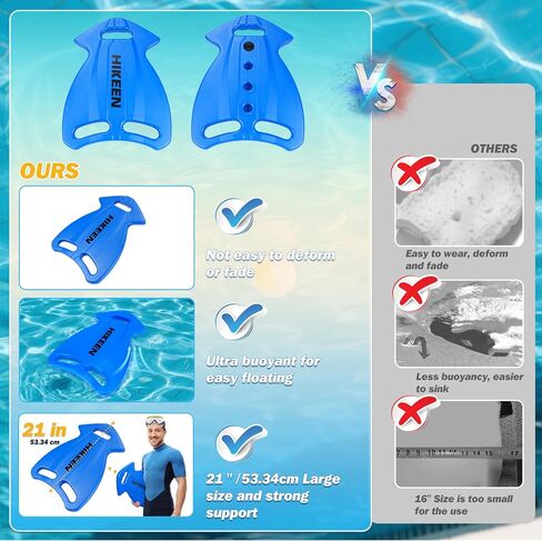 HIKEEN SWIM Kickboard - حجم كبير وحجم ركلة الطفو ، السباحة للبالغين لجميع المستويات ، ودائم HDPE Kickboard تدريب على السباحة للسباحة والماء المفتوح in Saudi Arabia