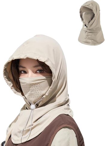 UV Face Cover UPF 50+ Women Summer Face Covering Wide Brim Straw Ponytail Summer Sun Hat Outdoor Cycling Hiking in Saudi Arabia