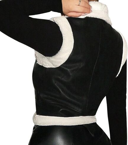 Faux Leather Jacket Women Trench Coat Long Button Jacket Open Front Motorcycle Coat with Belt in Saudi Arabia
