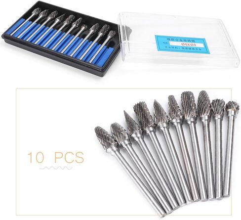 Cnnono8 10PCS 6MM Head Tungsten Carbide Rotary Burr Set Grinder Drill Rotary Burrs Cutting Metal Polishing in Saudi Arabia