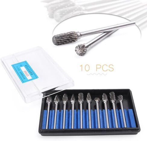 Cnnono8 10PCS 6MM Head Tungsten Carbide Rotary Burr Set Grinder Drill Rotary Burrs Cutting Metal Polishing in Saudi Arabia