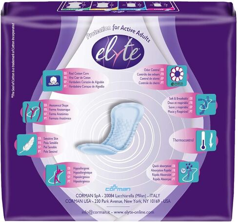Elyte 100% Pure Cotton Bladder Control Pads-Sensitive Skin Safe, Normal, 24 Count in Kuwait