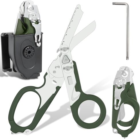 6-in-1 Multi-function Trauma Shears With Holster, Trauma Shears for Nurses Foldable, Heavy Duty Stainless Steel Scissors all Purpose, Outdoor Camping Rescue Scissors（Black） in Saudi Arabia