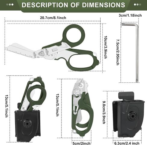 6-in-1 Multi-function Trauma Shears With Holster, Trauma Shears for Nurses Foldable, Heavy Duty Stainless Steel Scissors all Purpose, Outdoor Camping Rescue Scissors（Black） in Saudi Arabia