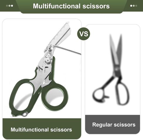 6-in-1 Multi-function Trauma Shears With Holster, Trauma Shears for Nurses Foldable, Heavy Duty Stainless Steel Scissors all Purpose, Outdoor Camping Rescue Scissors（Black） in Saudi Arabia