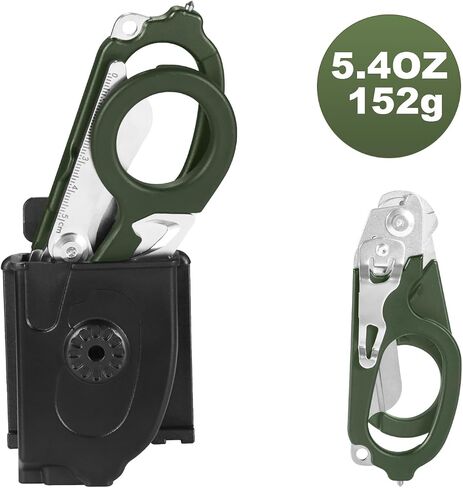 6-in-1 Multi-function Trauma Shears With Holster, Trauma Shears for Nurses Foldable, Heavy Duty Stainless Steel Scissors all Purpose, Outdoor Camping Rescue Scissors（Black） in Saudi Arabia